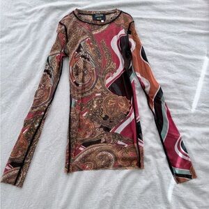 Vintage Y2K Paisley JPG Mesh Top